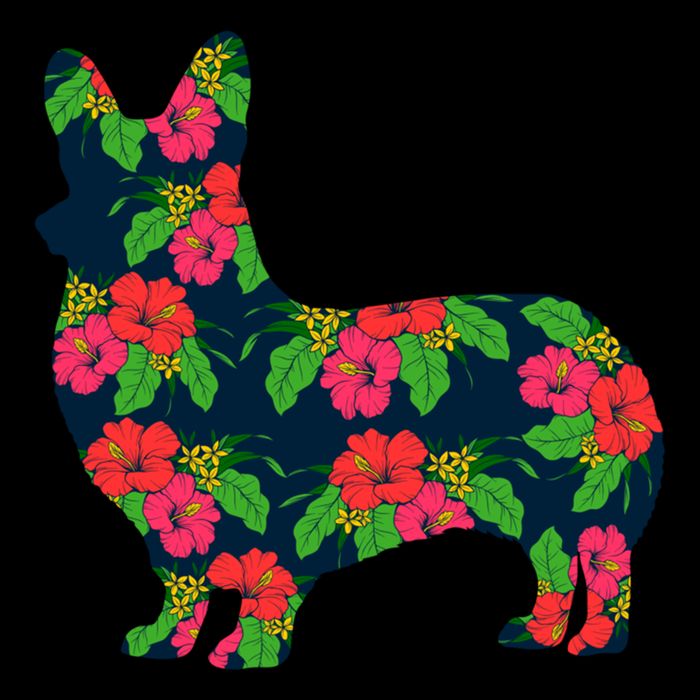 Aesthetic Floral Welsh Corgi Silhouette Dog Flower Gift Bucket Hat