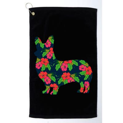 Aesthetic Floral Welsh Corgi Silhouette Dog Flower Gift Golf Towel