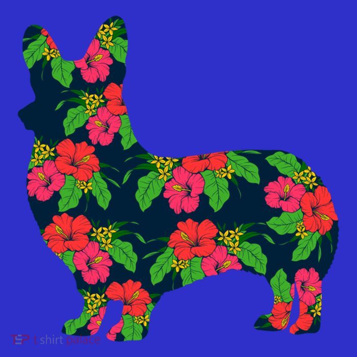 Aesthetic Floral Welsh Corgi Silhouette Dog Flower Gift T-Shirt