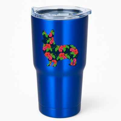 Aesthetic Floral Welsh Corgi Silhouette Dog Flower Gift Tumbler