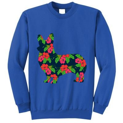 Aesthetic Floral Welsh Corgi Silhouette Dog Flower Gift Tall Sweatshirt