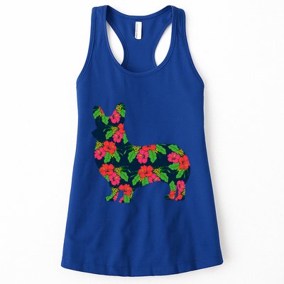 Aesthetic Floral Welsh Corgi Silhouette Dog Flower Gift Womens Tank Top