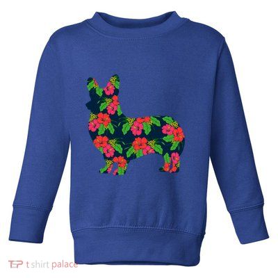 Aesthetic Floral Welsh Corgi Silhouette Dog Flower Gift Toddler Sweatshirt