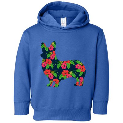 Aesthetic Floral Welsh Corgi Silhouette Dog Flower Gift Toddler Hoodie