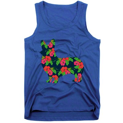 Aesthetic Floral Welsh Corgi Silhouette Dog Flower Gift Tank Top