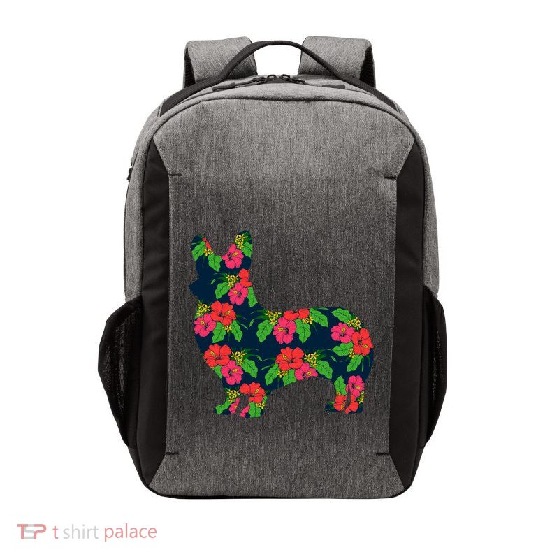 Aesthetic Floral Welsh Corgi Silhouette Dog Flower Gift Vector Backpack