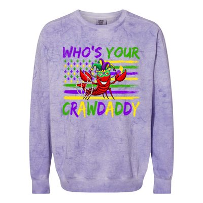 American Flag Whos Your Crawdaddy Crawfish Mardi Gras Gift Colorblast Crewneck Sweatshirt