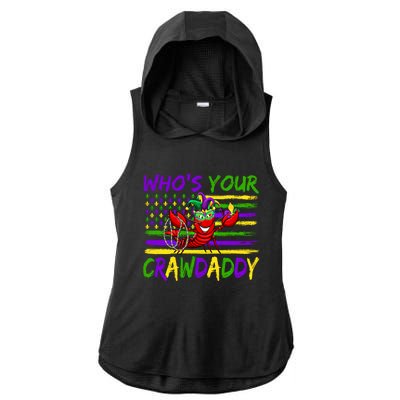 American Flag Whos Your Crawdaddy Crawfish Mardi Gras Gift Ladies PosiCharge Tri-Blend Wicking Draft Hoodie Tank