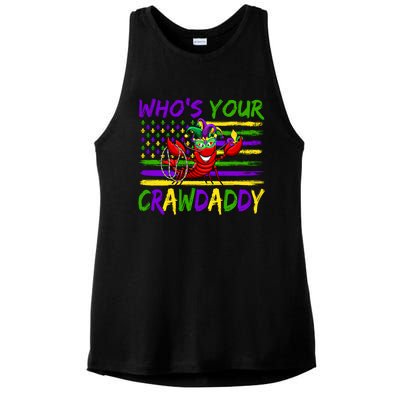 American Flag Whos Your Crawdaddy Crawfish Mardi Gras Gift Ladies PosiCharge Tri-Blend Wicking Tank