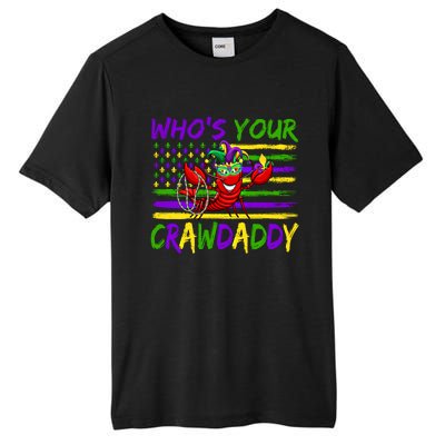 American Flag Whos Your Crawdaddy Crawfish Mardi Gras Gift Tall Fusion ChromaSoft Performance T-Shirt