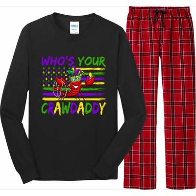 American Flag Whos Your Crawdaddy Crawfish Mardi Gras Gift Long Sleeve Pajama Set