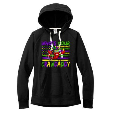 American Flag Whos Your Crawdaddy Crawfish Mardi Gras Gift Women's Fleece Hoodie