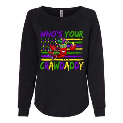 American Flag Whos Your Crawdaddy Crawfish Mardi Gras Gift Womens California Wash Sweatshirt