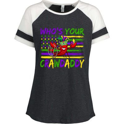 American Flag Whos Your Crawdaddy Crawfish Mardi Gras Gift Enza Ladies Jersey Colorblock Tee