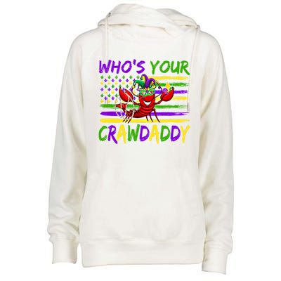 American Flag Whos Your Crawdaddy Crawfish Mardi Gras Gift Womens Funnel Neck Pullover Hood