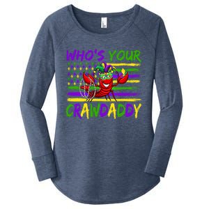 American Flag Whos Your Crawdaddy Crawfish Mardi Gras Gift Women's Perfect Tri Tunic Long Sleeve Shirt