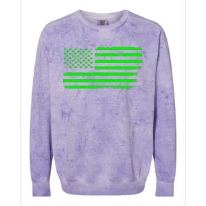 American Flag With Shamrocks Saint Patrick's Day Fun Colorblast Crewneck Sweatshirt