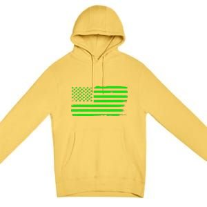 American Flag With Shamrocks Saint Patrick's Day Fun Premium Pullover Hoodie