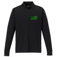 American Flag With Shamrocks Saint Patrick's Day Fun Performance Long Sleeve Polo