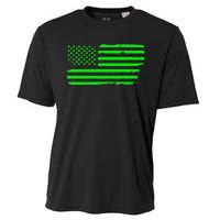 American Flag With Shamrocks Saint Patrick's Day Fun Cooling Performance Crew T-Shirt