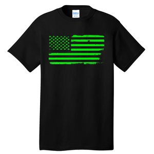 American Flag With Shamrocks Saint Patrick's Day Fun Tall T-Shirt