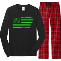 American Flag With Shamrocks Saint Patrick's Day Fun Long Sleeve Pajama Set