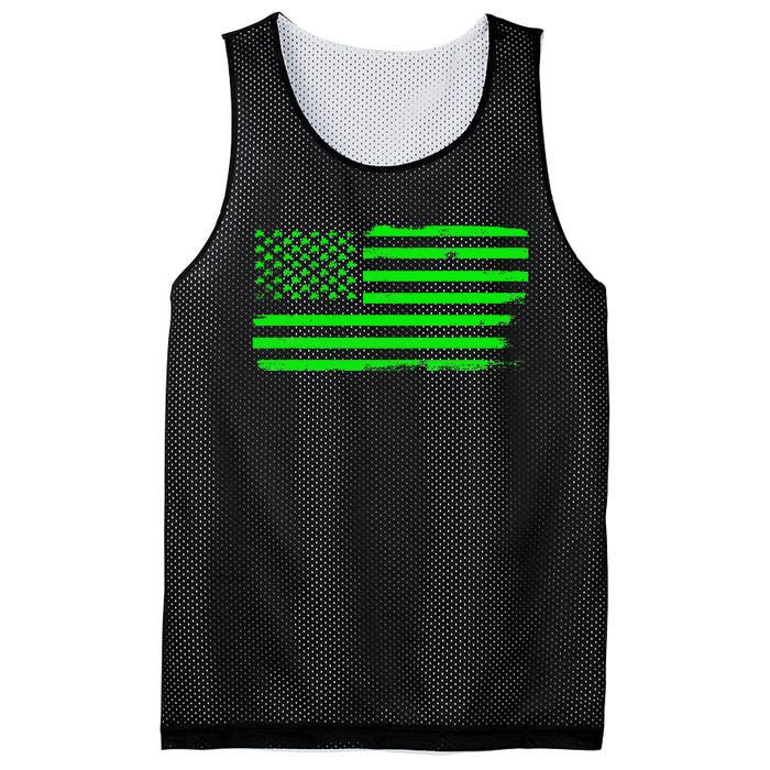 American Flag With Shamrocks Saint Patrick's Day Fun Mesh Reversible Basketball Jersey Tank