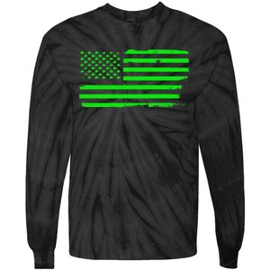 American Flag With Shamrocks Saint Patrick's Day Fun Tie-Dye Long Sleeve Shirt