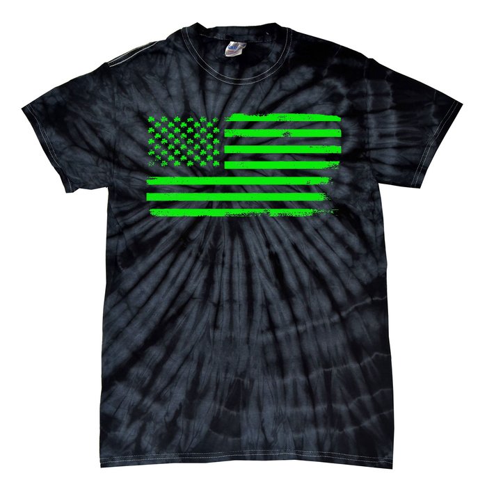 American Flag With Shamrocks Saint Patrick's Day Fun Tie-Dye T-Shirt