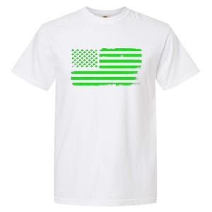 American Flag With Shamrocks Saint Patrick's Day Fun Garment-Dyed Heavyweight T-Shirt