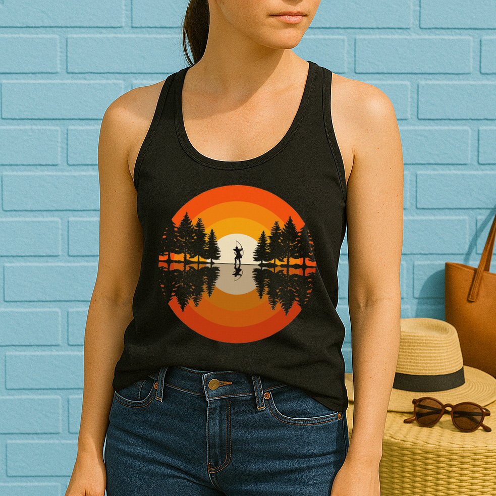 Archery Forest Woods Silhouette Bowman Bow Arrow Archer Womens Tank Top