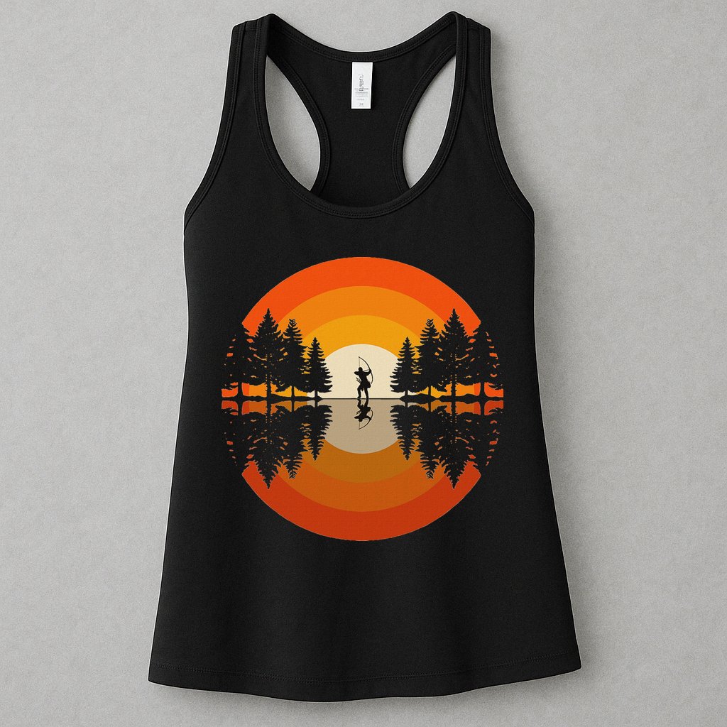 Archery Forest Woods Silhouette Bowman Bow Arrow Archer Womens Tank Top