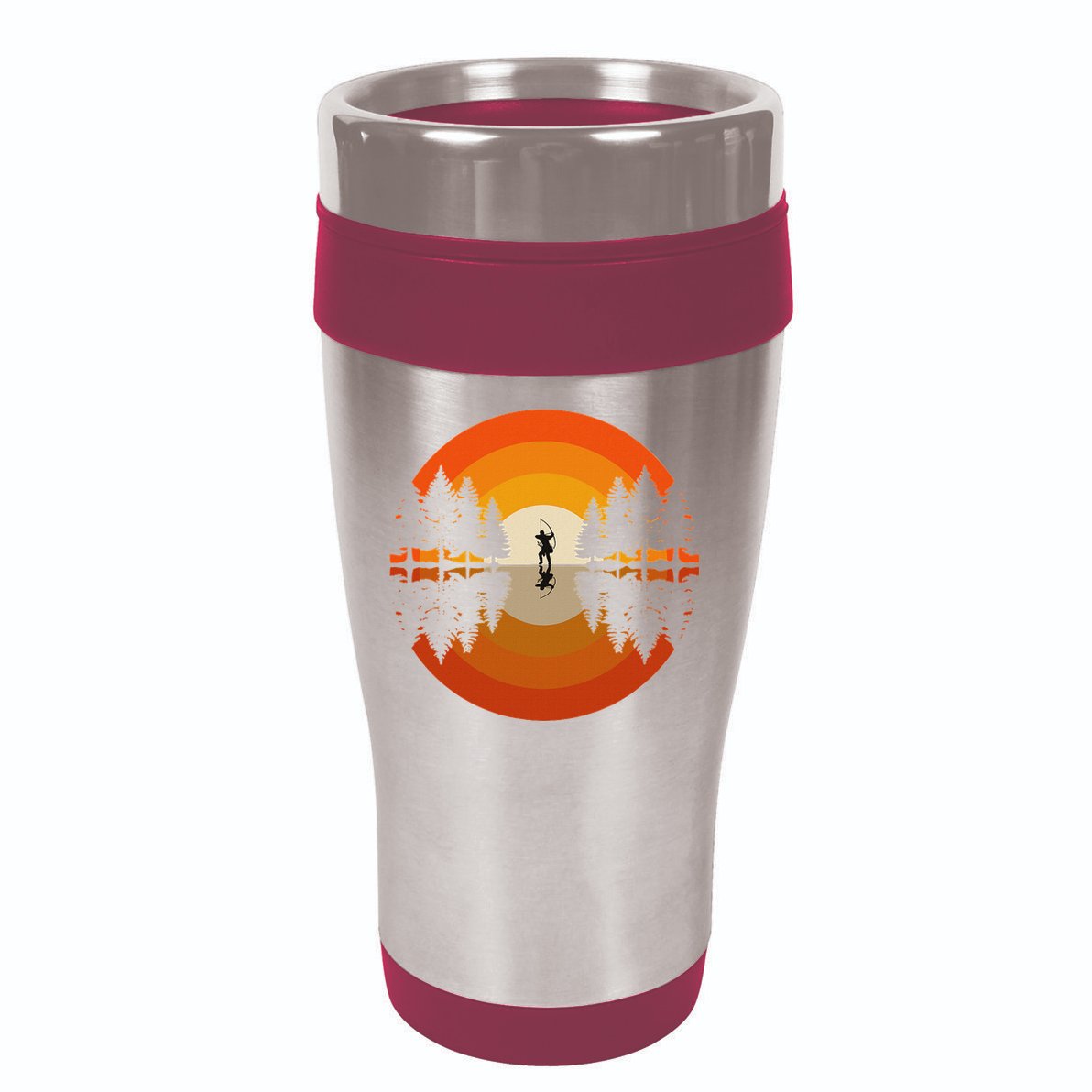 Archery Forest Woods Silhouette Bowman Bow Arrow Archer 16oz Travel Tumbler