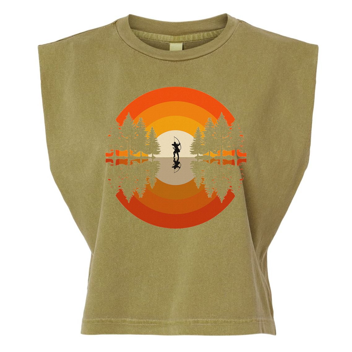 Archery Forest Woods Silhouette Bowman Bow Arrow Archer Garment-Dyed Women's Muscle Tee