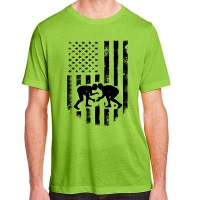 American Flag Wrestling Gift Distressed Wrestle Gift Adult ChromaSoft Performance T-Shirt