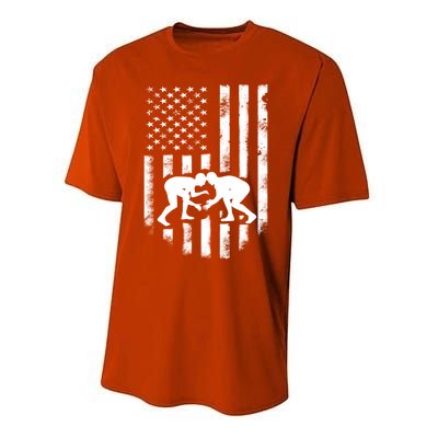 American Flag Wrestling Gift Distressed Wrestle Gift Performance Sprint T-Shirt