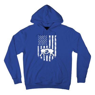 American Flag Wrestling Gift Distressed Wrestle Gift Hoodie