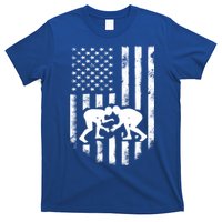 American Flag Wrestling Gift Distressed Wrestle Gift T-Shirt