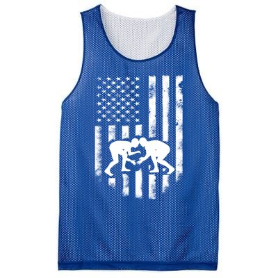 American Flag Wrestling Gift Distressed Wrestle Gift Mesh Reversible Basketball Jersey Tank