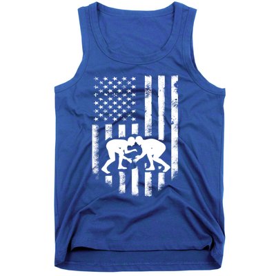 American Flag Wrestling Gift Distressed Wrestle Gift Tank Top