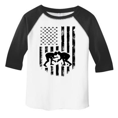 American Flag Wrestling Gift Distressed Wrestle Gift Toddler Fine Jersey T-Shirt