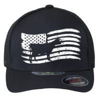 American Flag With Cow Vintage Look Flexfit Unipanel Trucker Cap