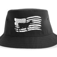 American Flag With Cow Vintage Look Sustainable Bucket Hat