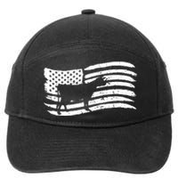 American Flag With Cow Vintage Look 7-Panel Snapback Hat