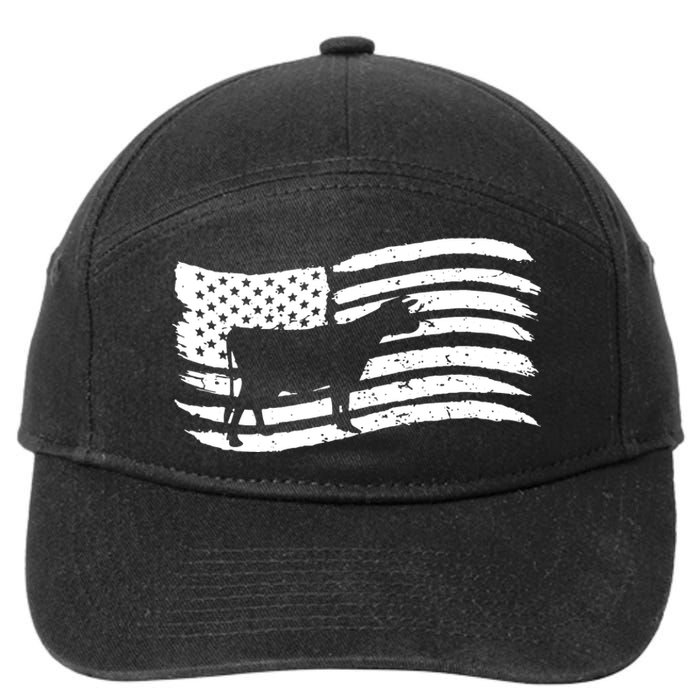 American Flag With Cow Vintage Look 7-Panel Snapback Hat