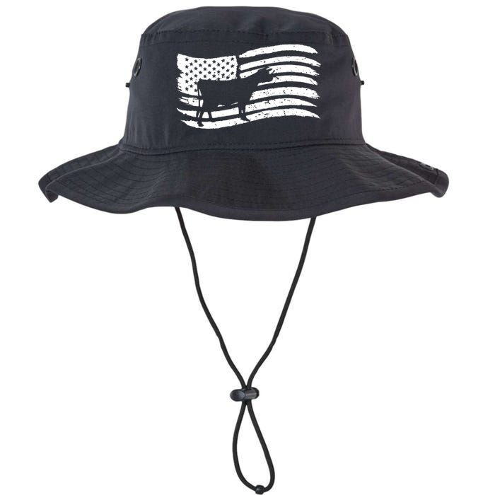 American Flag With Cow Vintage Look Legacy Cool Fit Booney Bucket Hat