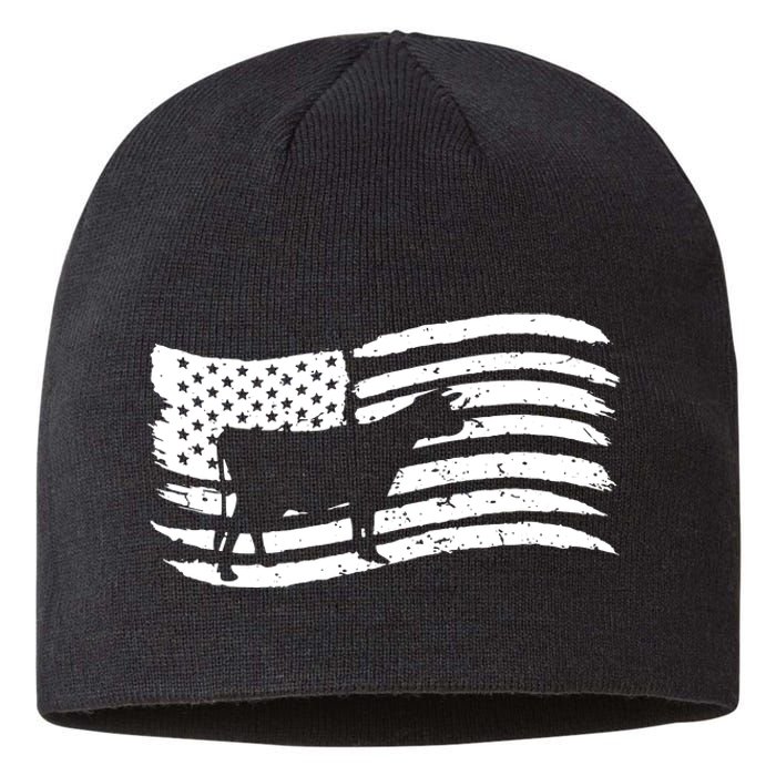 American Flag With Cow Vintage Look Sustainable Beanie