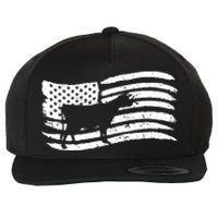 American Flag With Cow Vintage Look Wool Snapback Cap