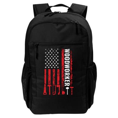 American Flag Woodworker Carpenter Funny Woodworking Daily Commute Backpack