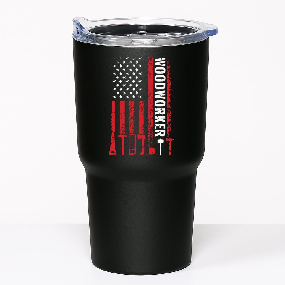American Flag Woodworker Carpenter Funny Woodworking Tumbler